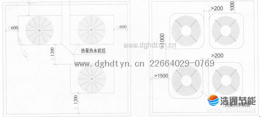 空气能热水器RSJ-380/S-820、RSJ-300/S-820、RSJ-200/S-540V、RSJ-100-540V、RSJ-380/S-820-B、RSJ-300/S-820-B、RSJ-200/S-540V-B、RSJ-100-540V-B、RSJ-380/S-820-C、RSJ-300/S-820-C、RSJ-200/S-540V-C、RSJ-100-540V-C必要的安装维修空间