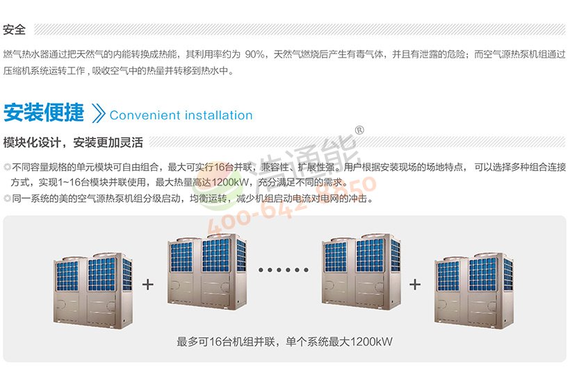 美的超低温空气源热泵机组DNL-E750/NSN1-H——采用模块化设计,安装更加灵活