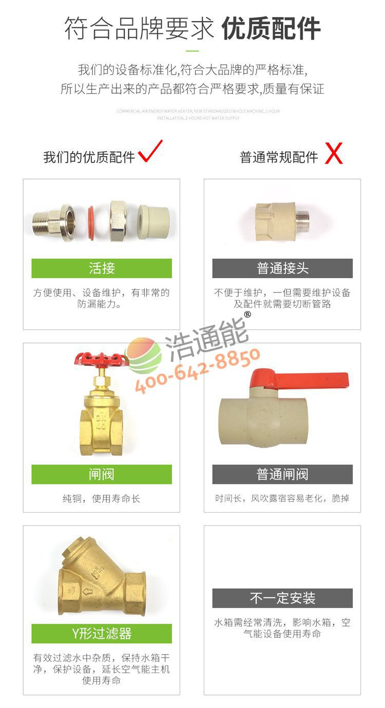 美的商用空气能热水器一体机5匹5吨/4吨辅材材质